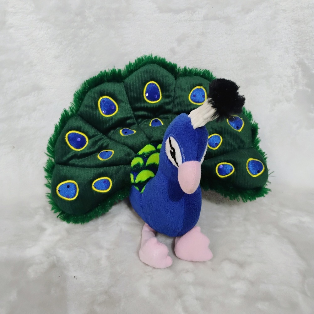 Fiesta 8 Inch Peacock Plush Stuffed Toy Animal Blue Green Bird